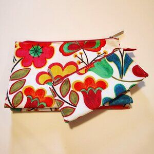 Clinique Cosmetics Bag Retro Floral Makeup Storage Set Canvas